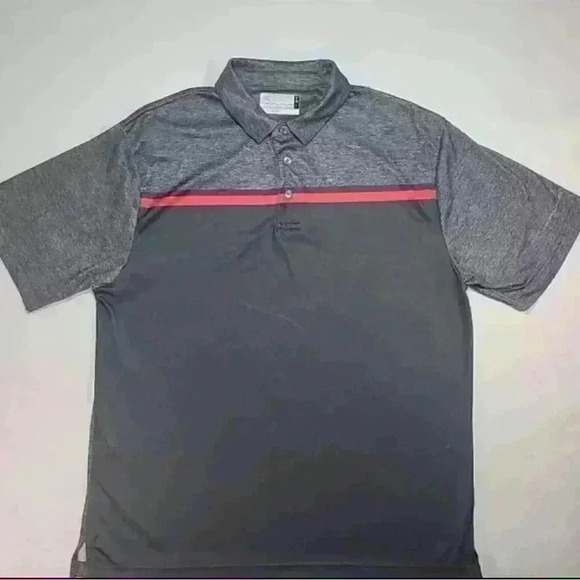 Jack Nicklaus Men's Golf Polo Stay Dri Shirt Size M Gray Red Stripe Stretch - Picture 1 of 1